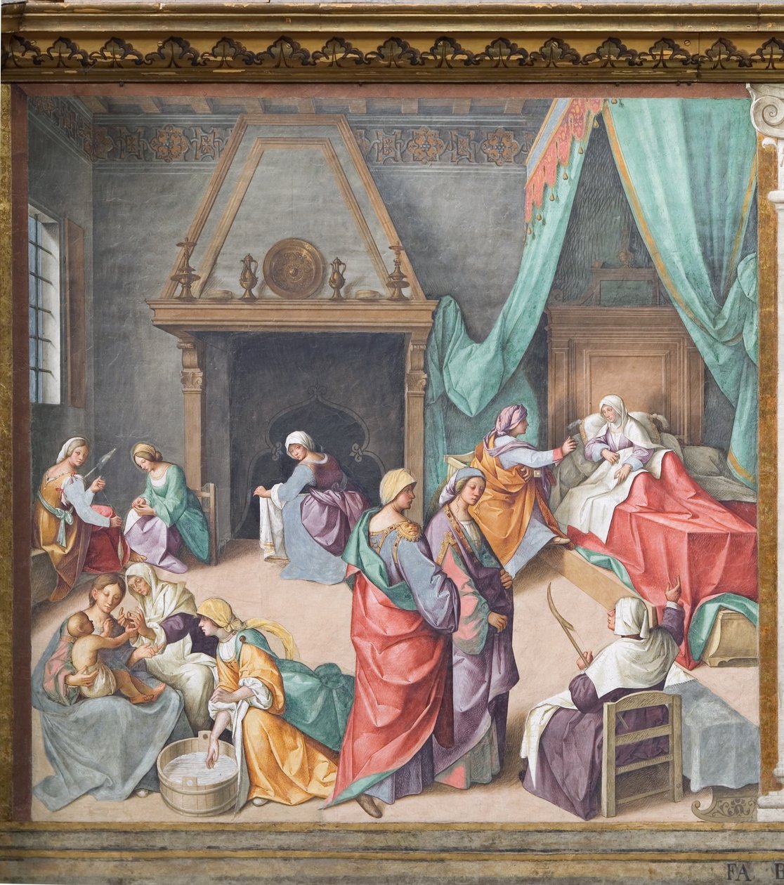 Narodzenia Maryi, fresk autorstwa Boccaccio Boccaccino