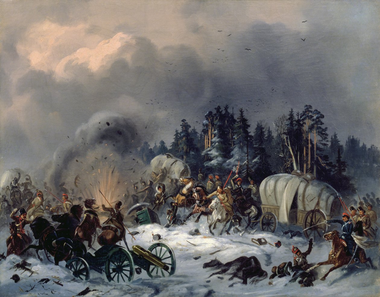 Scena z wojny rosyjsko-francuskiej w 1812 r. autorstwa Bogdan Willewalde