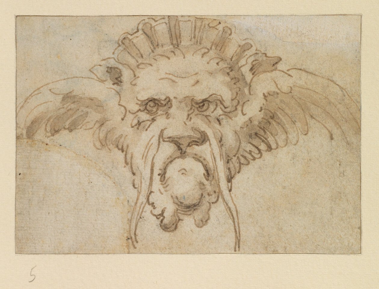 Maska groteskowa, XVII w. autorstwa Bolognese School