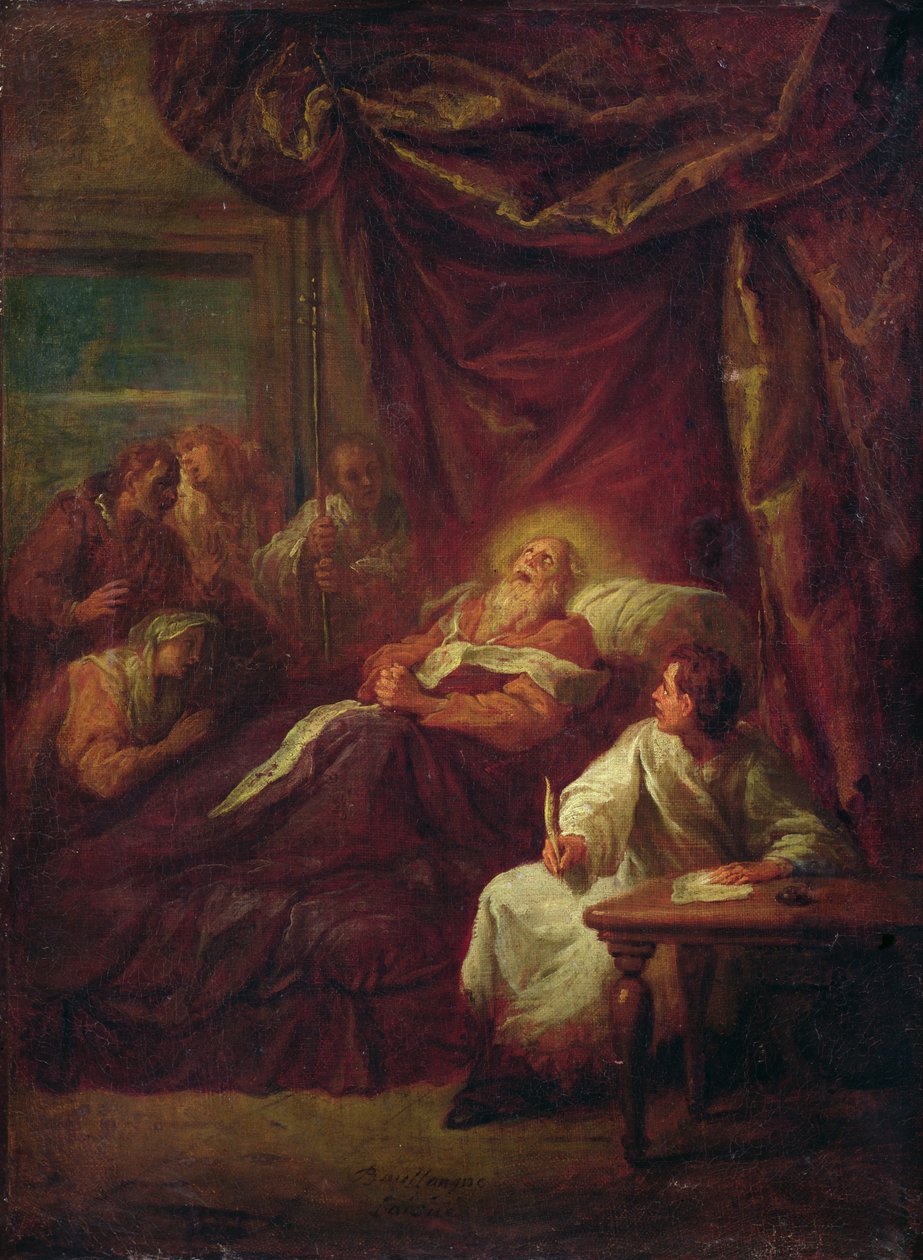 Śmierć św. Ambrożego przed 1706 r. autorstwa Bon de Boulogne