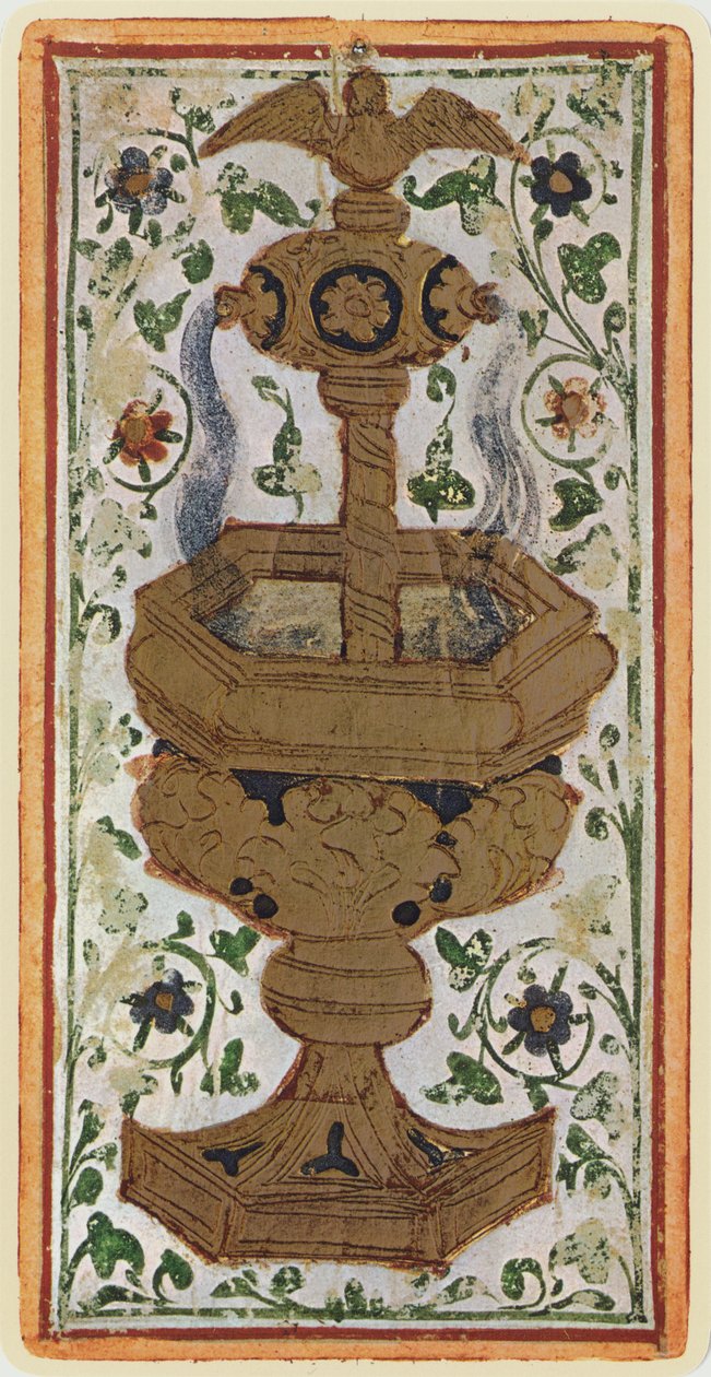 As Pucharów, faksymile karty tarota z talii „Visconti”, 1441-47 autorstwa Bonifacio Bembo