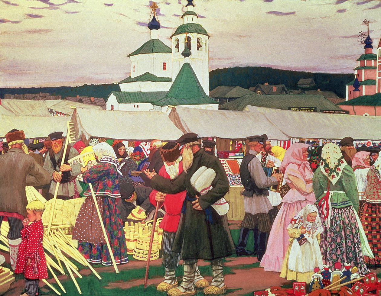 Targi, 1906 autorstwa Boris Mikhailovich Kustodiev