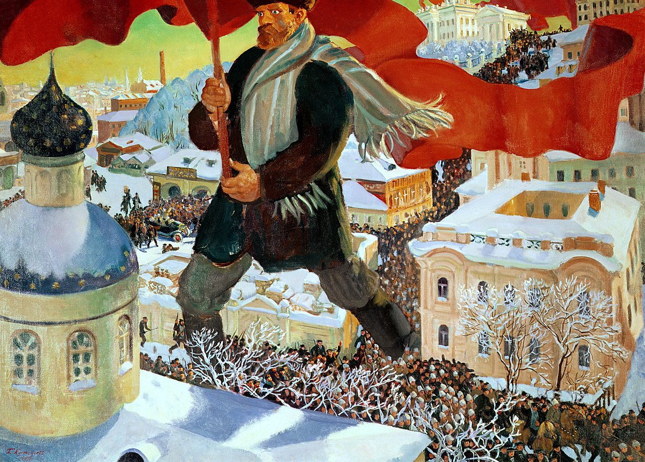 Bolszewik, 1920 autorstwa Boris Mikhailovich Kustodiev