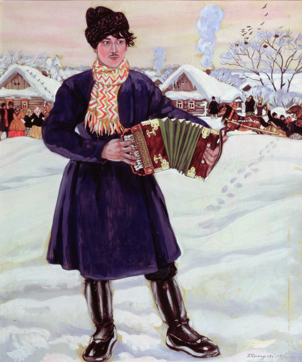 Przypływ, 1916 (wc i gwasz na papierze) autorstwa Boris Mikhailovich Kustodiev