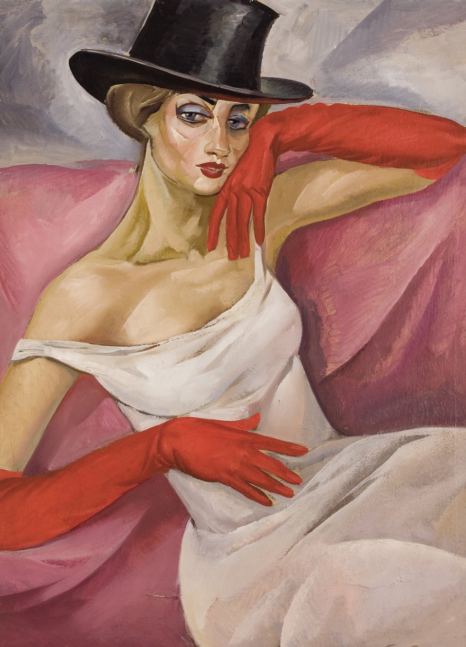 Dama w cylindrze autorstwa Boris Dmitrievich Grigoriev