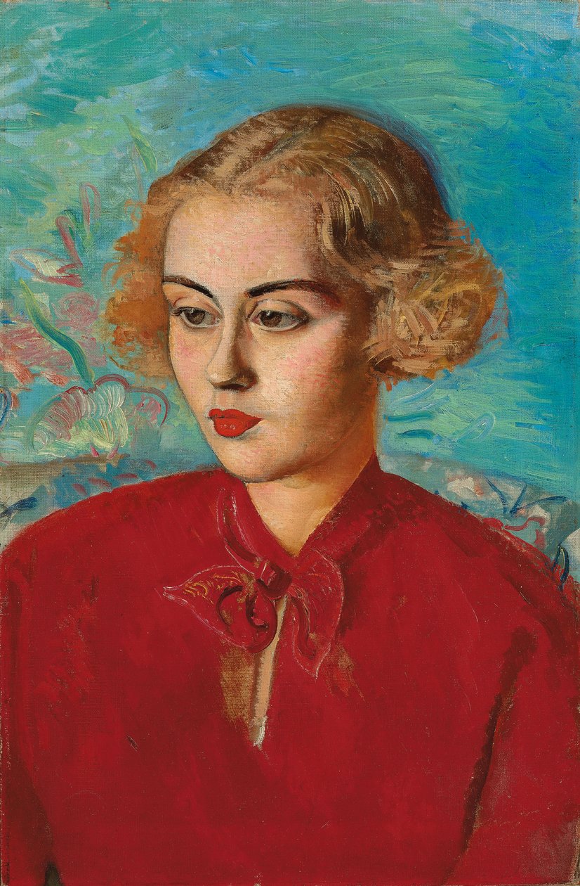 Kobieta w czerwieni autorstwa Boris Dmitrievich Grigoriev