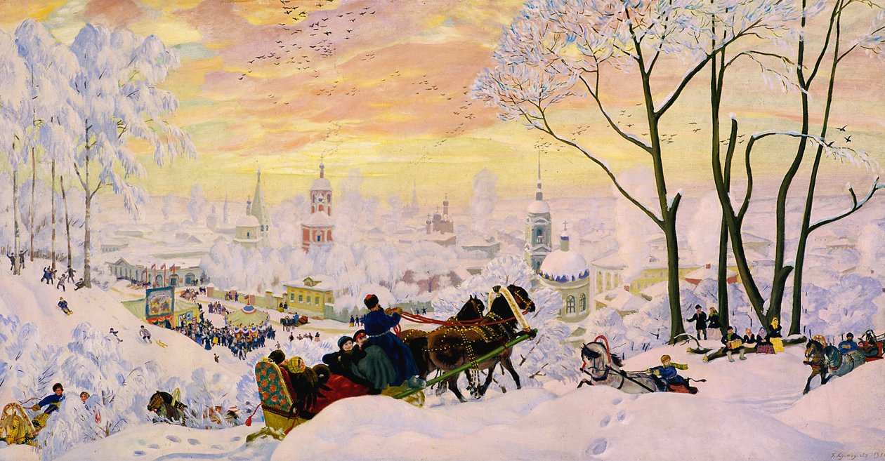 Tydzień naleśnikowy autorstwa Boris Mikhailovich Kustodiev