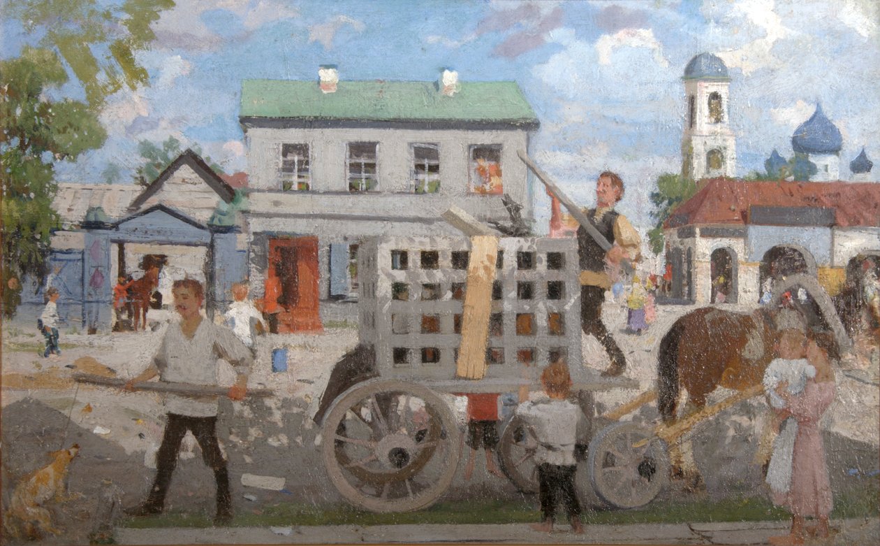 Łapacze psów, lata 20. XX wieku. autorstwa Boris Mikhailovich Kustodiev