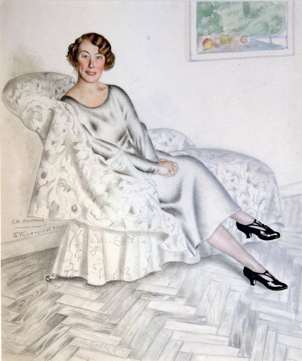 Dama we wnętrzu”, 1925. autorstwa Boris Mikhailovich Kustodiev