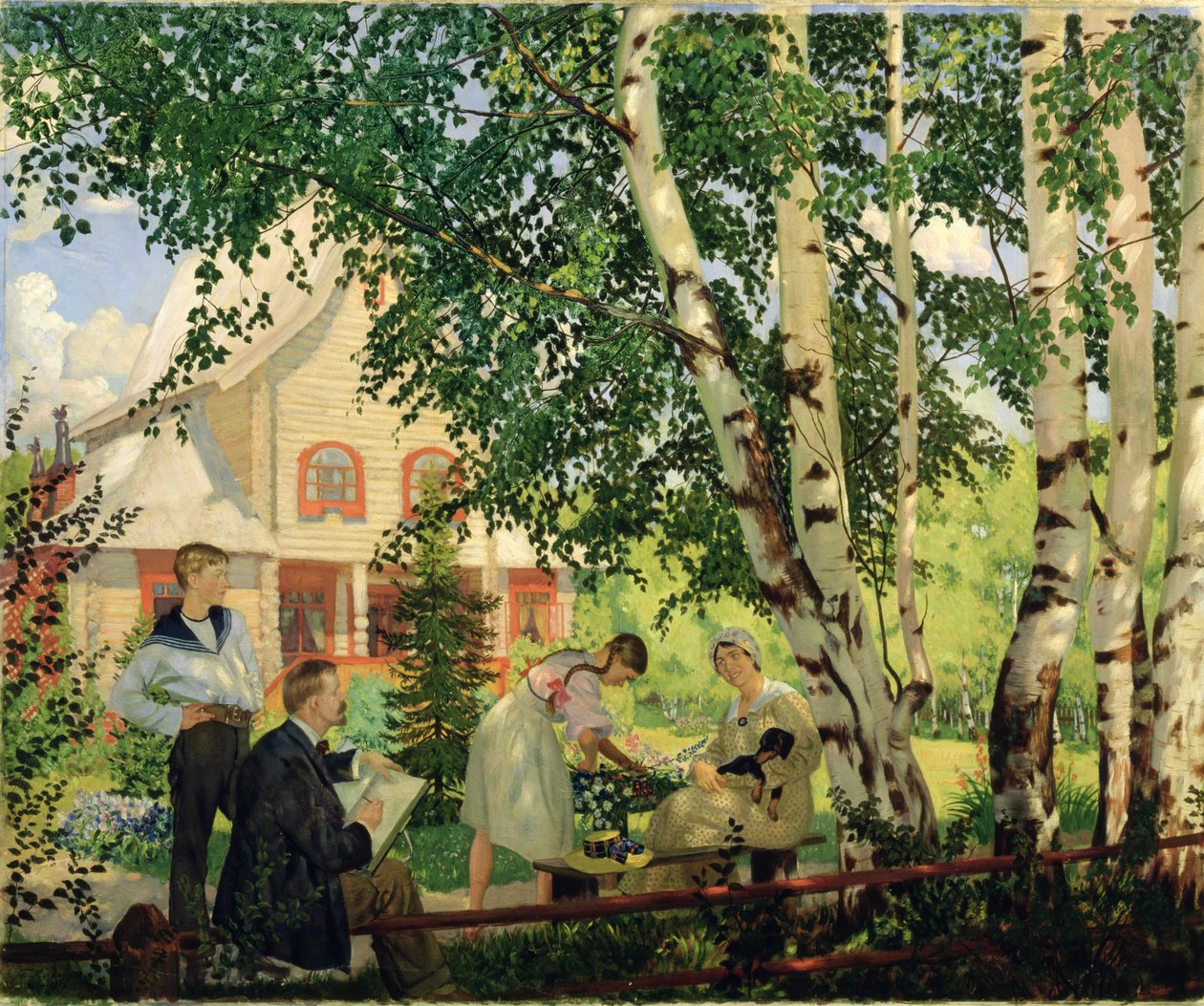 W domu, 1914-18 autorstwa Boris Mikhailovich Kustodiev