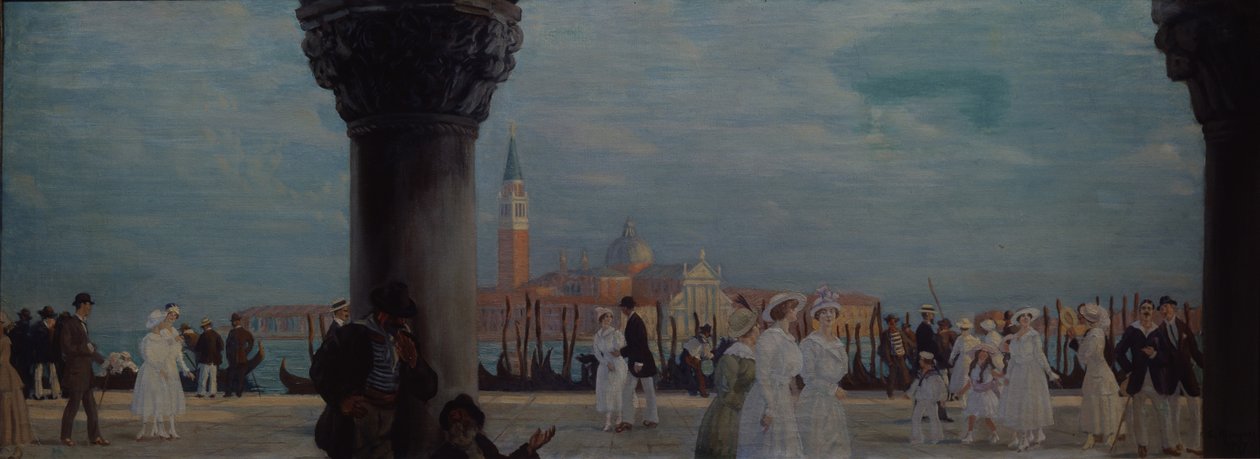 Promenada w Wenecji, 1907-1908 autorstwa Boris Mikhailovich Kustodiev