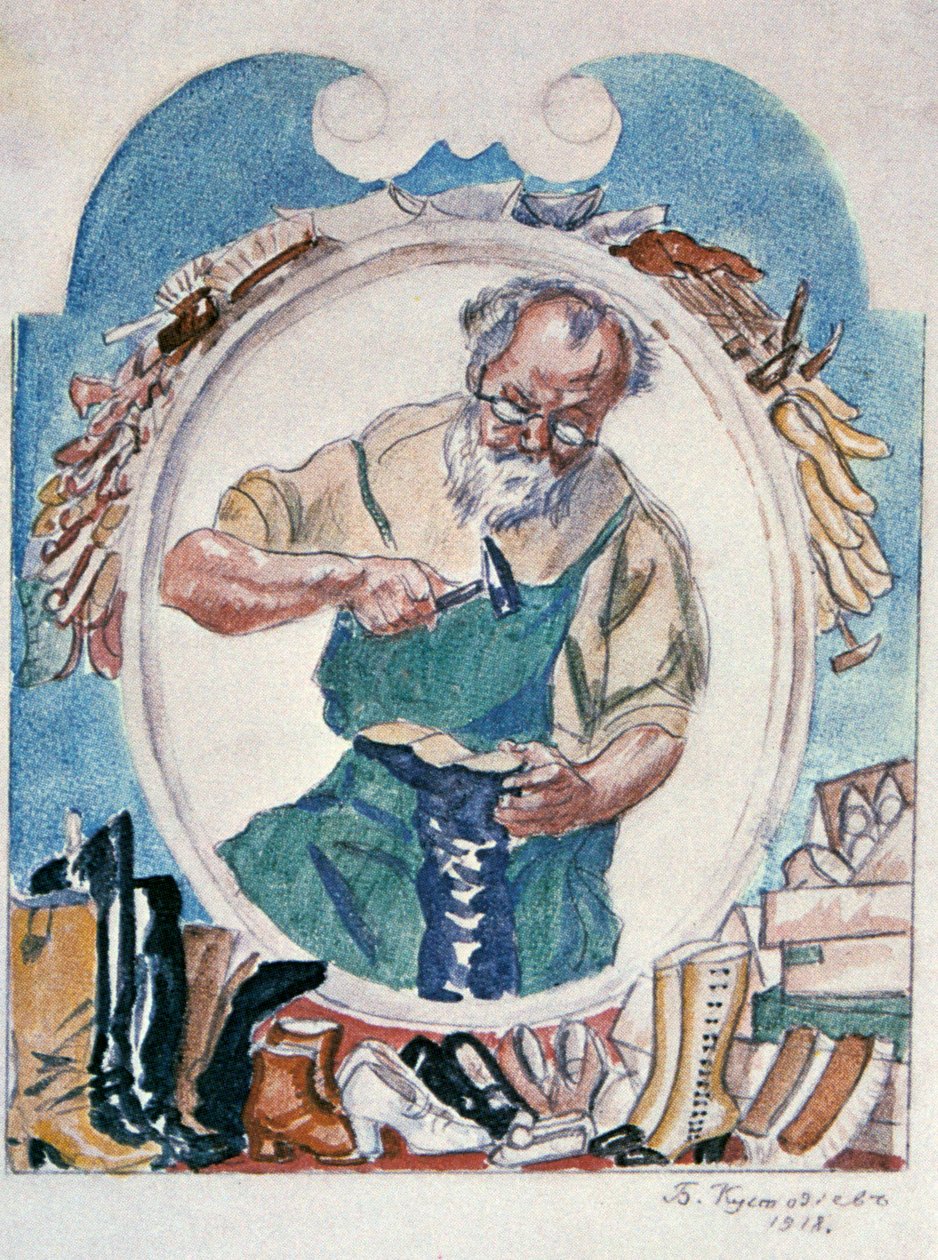 Szewc, 1918. autorstwa Boris Mikhailovich Kustodiev