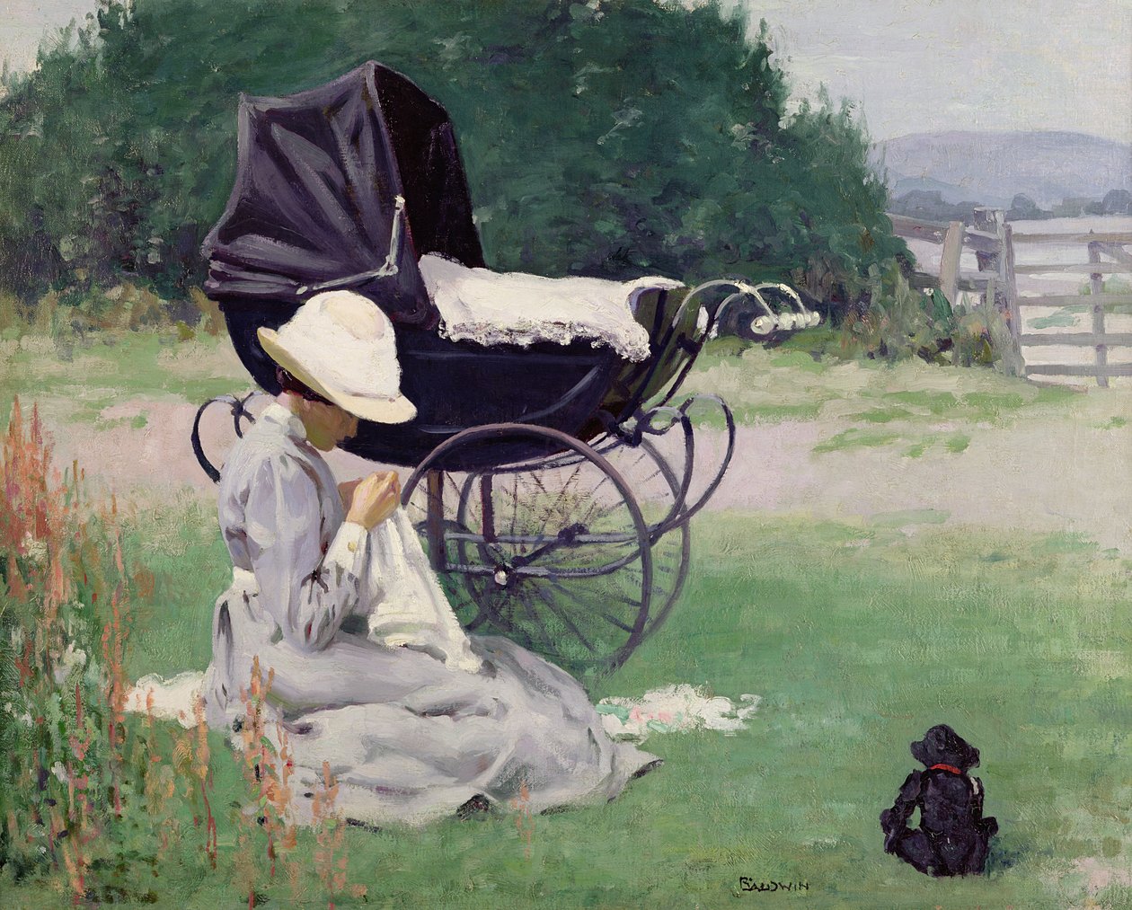 Szycie w słońcu, 1913 autorstwa Brake Baldwin