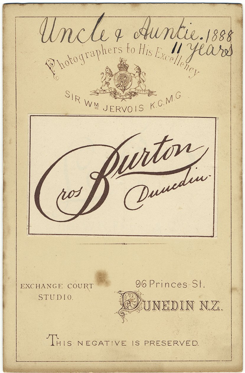 Karta gabinetowa, 1888 (karta) autorstwa Burton Brothers Studio