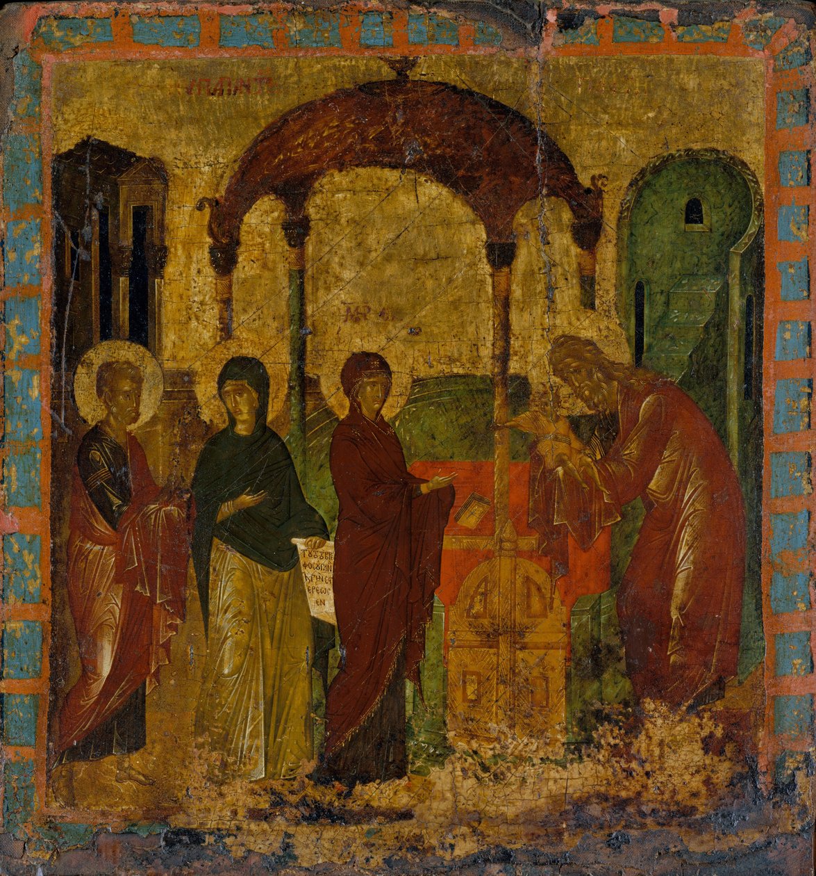 Ofiarowanie w świątyni (tempera na drewnie, złoto szlifowane) autorstwa Byzantine