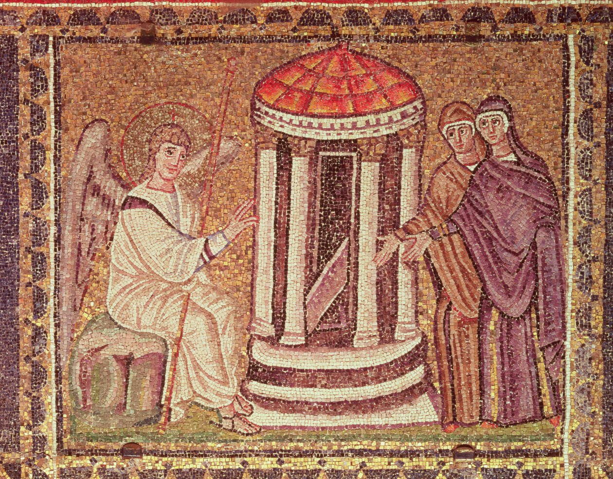 Marie przy grobie, sceny z życia Chrystusa (mozaika) autorstwa Byzantine School