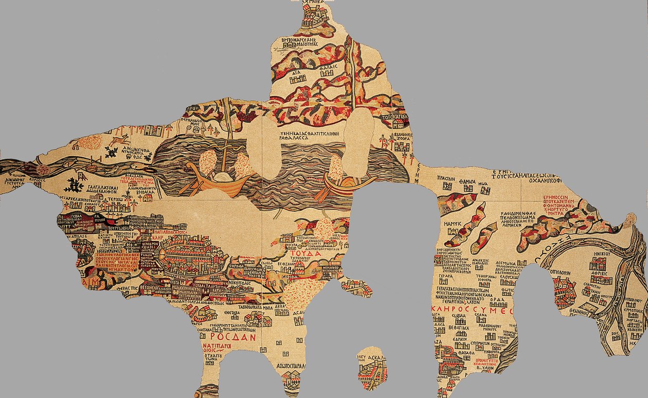 Mapa, Madaba, Jordania (mozaika) autorstwa Byzantine School