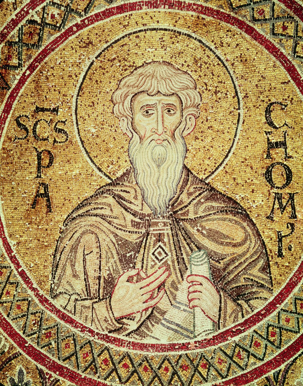 Św. Pachomiusz (zm. 346) (mozaika) autorstwa Byzantine School