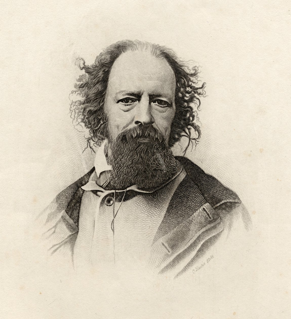 Portret Alfreda, Lorda Tennysona (1809-92) autorstwa C. Laurie