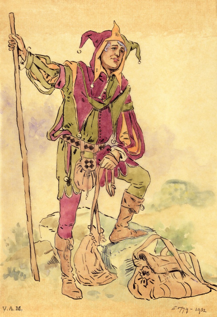 Projekt kostiumu dla błazna do Snu nocy letniej ok. 1881-93 autorstwa C. Wilhelm