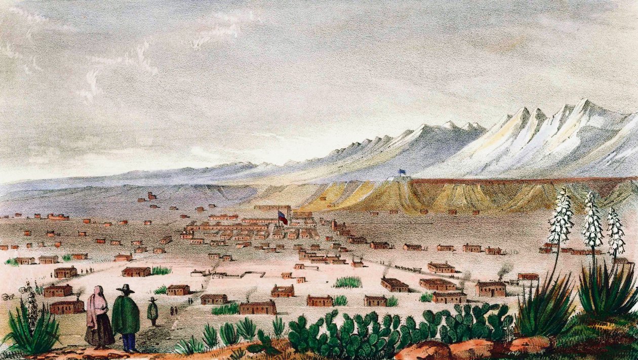 Santa Fe, Nowy Meksyk, ok. 1848 r. (druk) autorstwa C.B. Graham