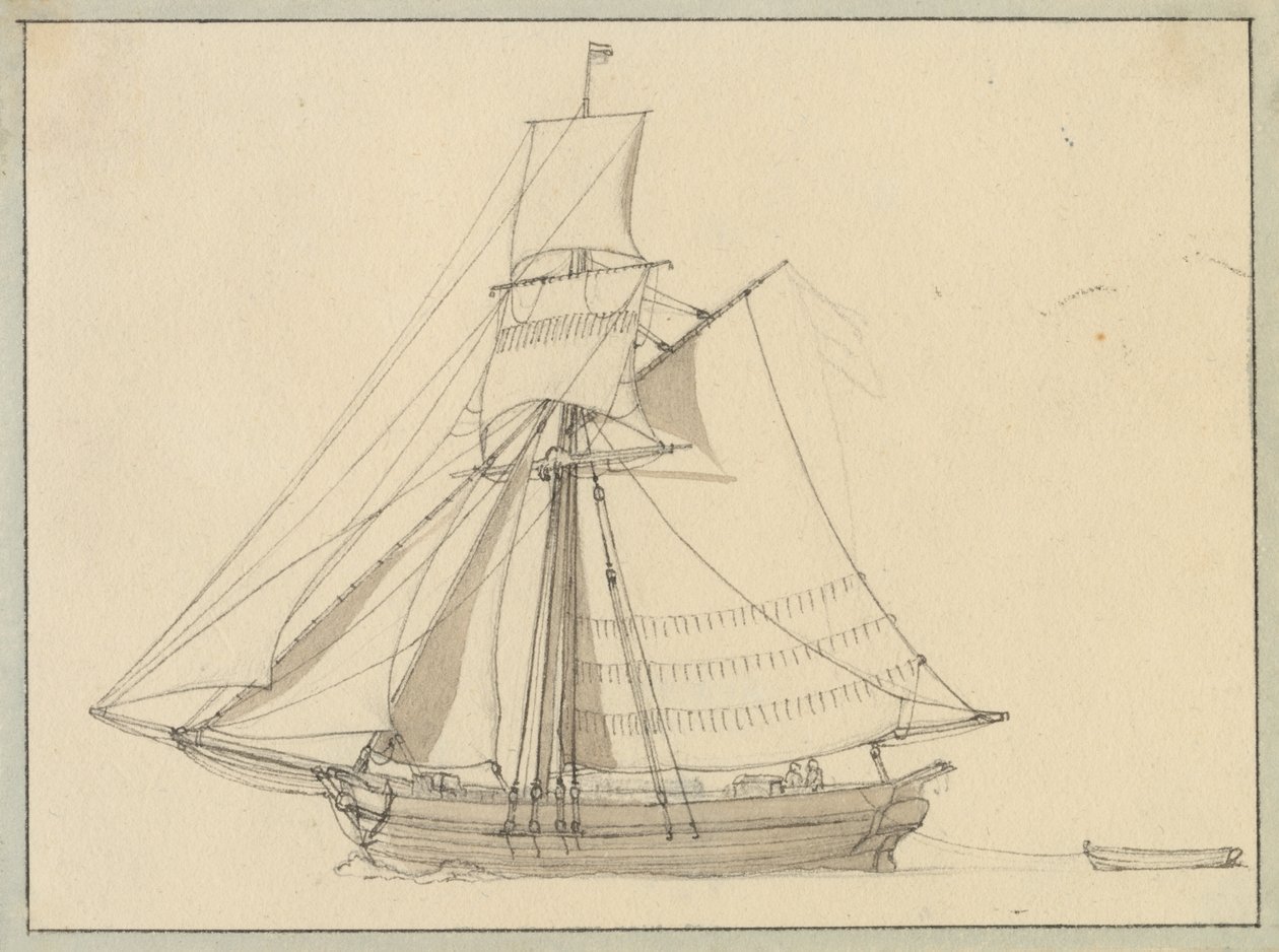 Slup pod żaglami. autorstwa Christoffer Wilhelm Eckersberg