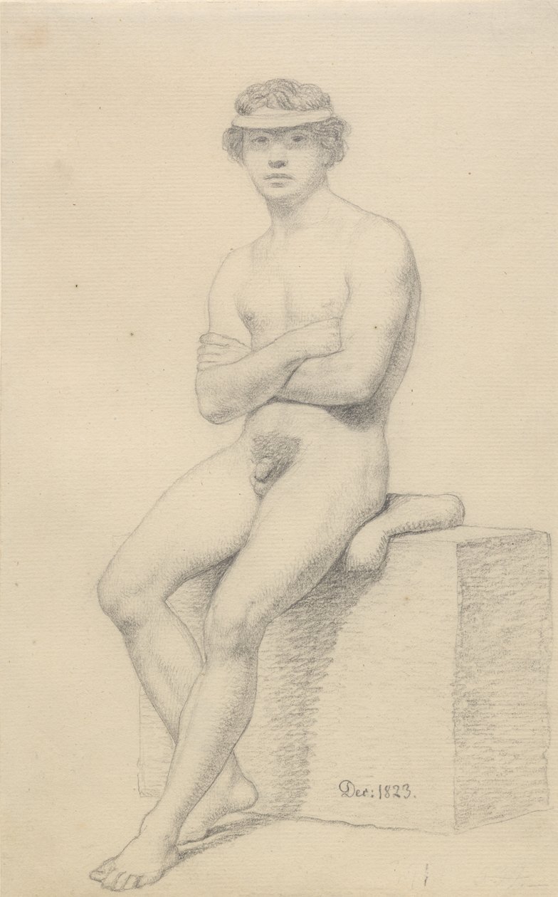 Siedzący model męski. autorstwa Christoffer Wilhelm Eckersberg