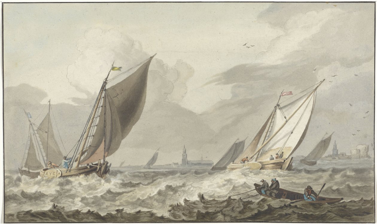 Zuiderzee z Medemblikiem przed nami autorstwa C. Dietrich (prentmaker)