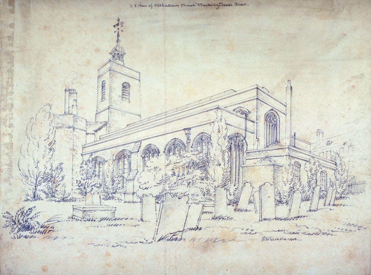 Kościół All Hallows-by-the-Tower, Londyn, 1803 autorstwa C John M Whichelo