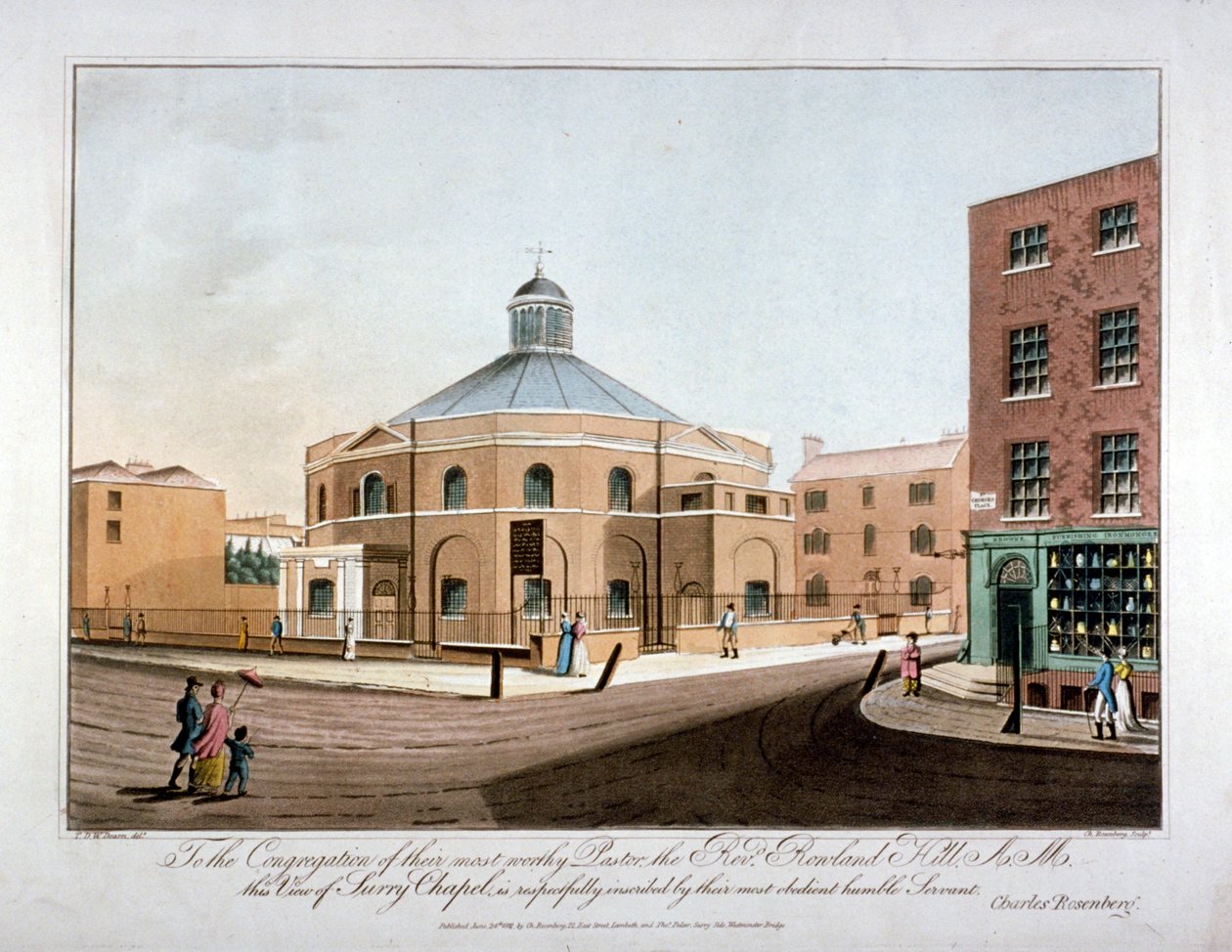 Surrey Chapel, Blackfriars Road, Southwark, Londyn, 1816 autorstwa C Rosenberg