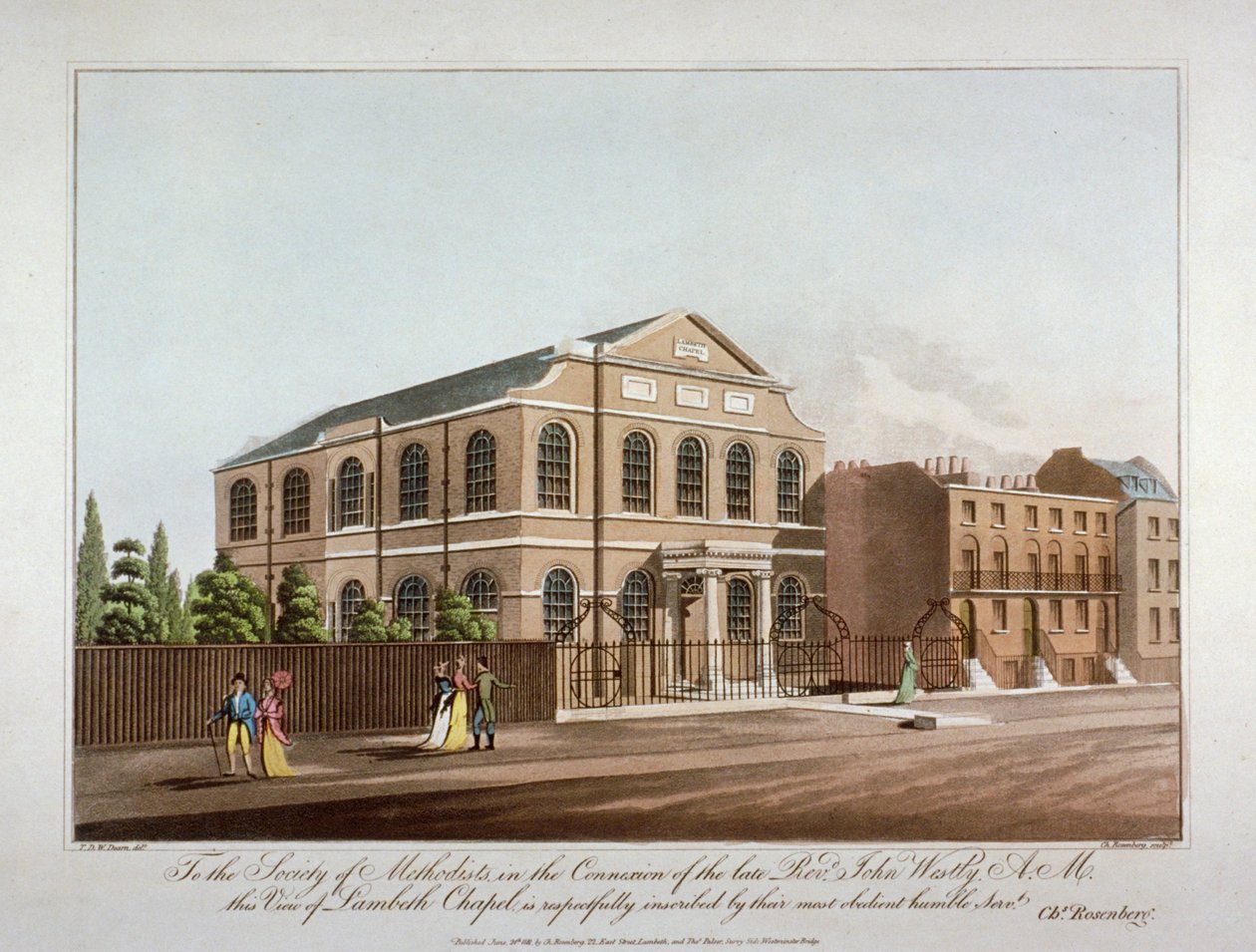 Kaplica Metodystów w Lambeth, Londyn, 1816. autorstwa C Rosenberg