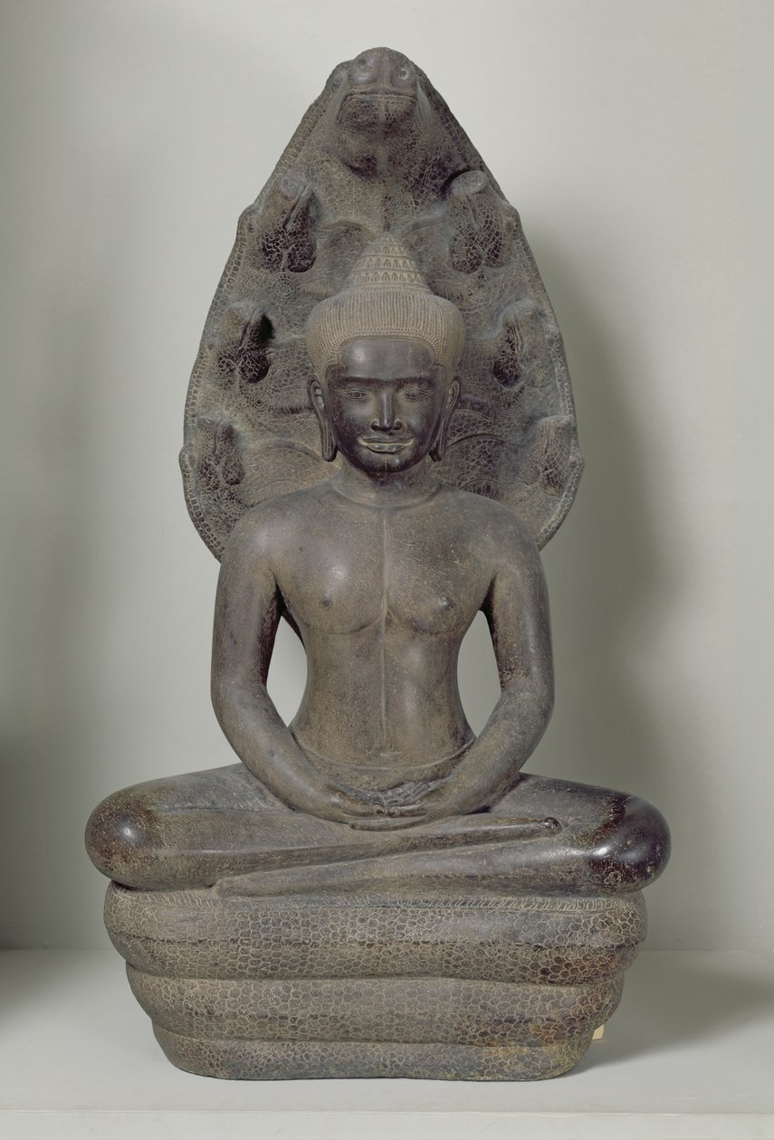 Budda siedzący w medytacji na Naga, Angkor (brąz) autorstwa Cambodian School