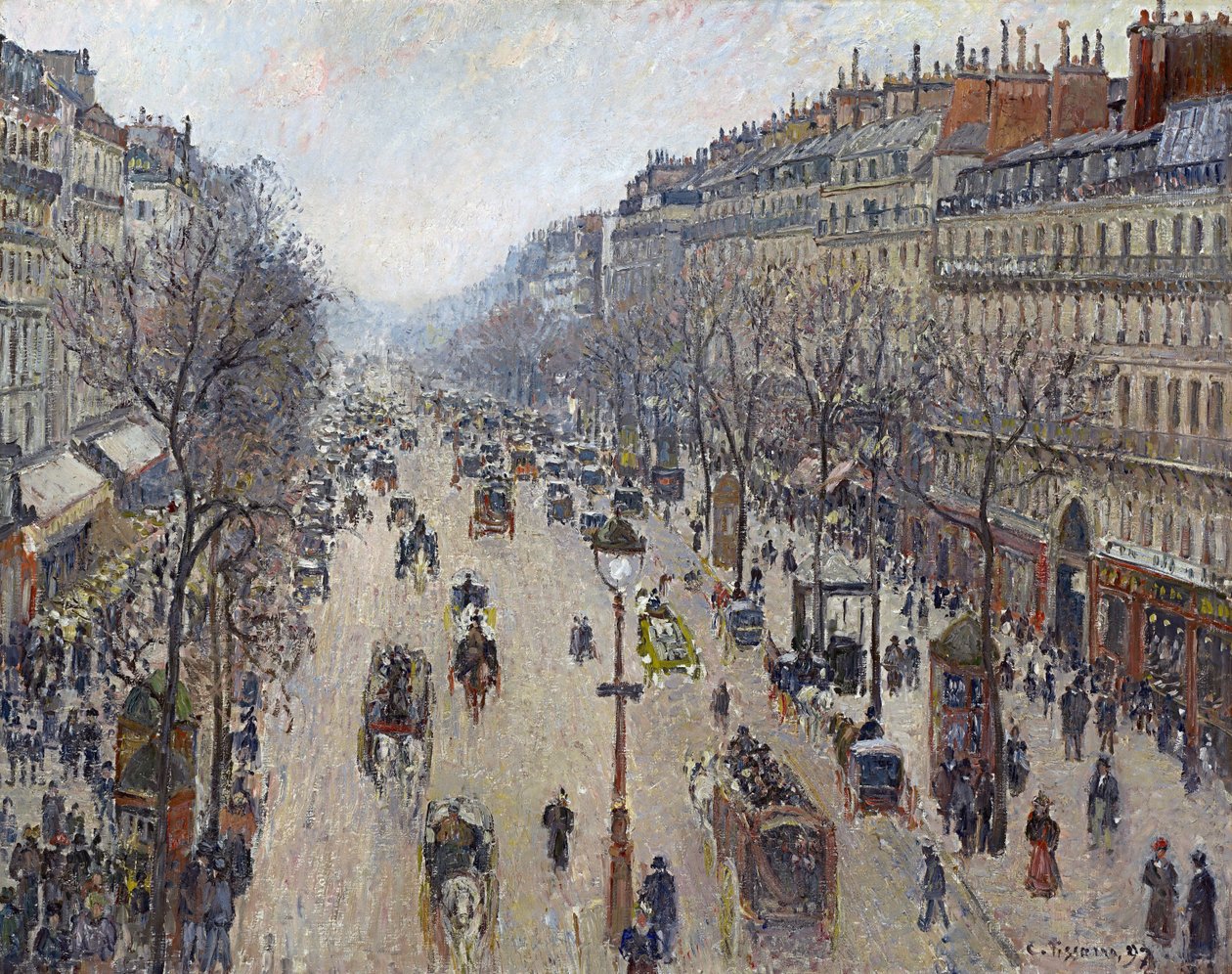 Boulevard Montmartre, poranek, pochmurna pogoda autorstwa Camille Jacob Pissarro