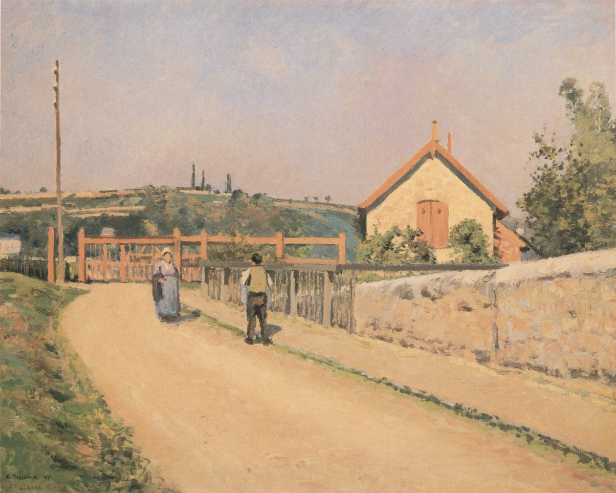 Bariera kolei Pâtis w pobliżu Pontoise autorstwa Camille Jacob Pissarro