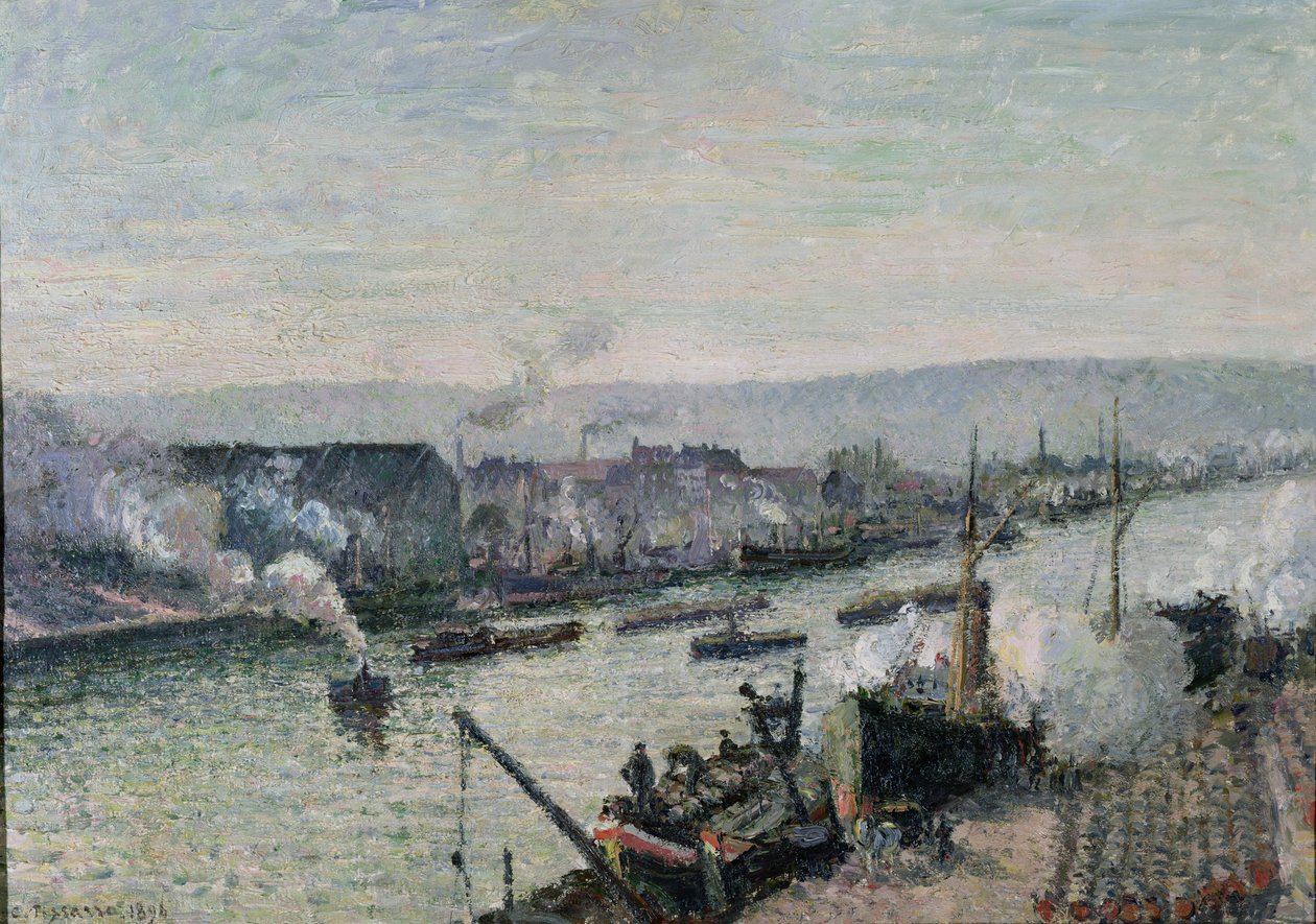 Port Saint-Sever, Rouen, 1896 r. autorstwa Camille Jacob Pissarro