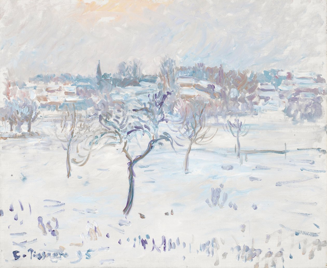 د ایپل ونې سره په ایرګني کې واوره منظره ، 1895 پولی autorstwa Camille Jacob Pissarro