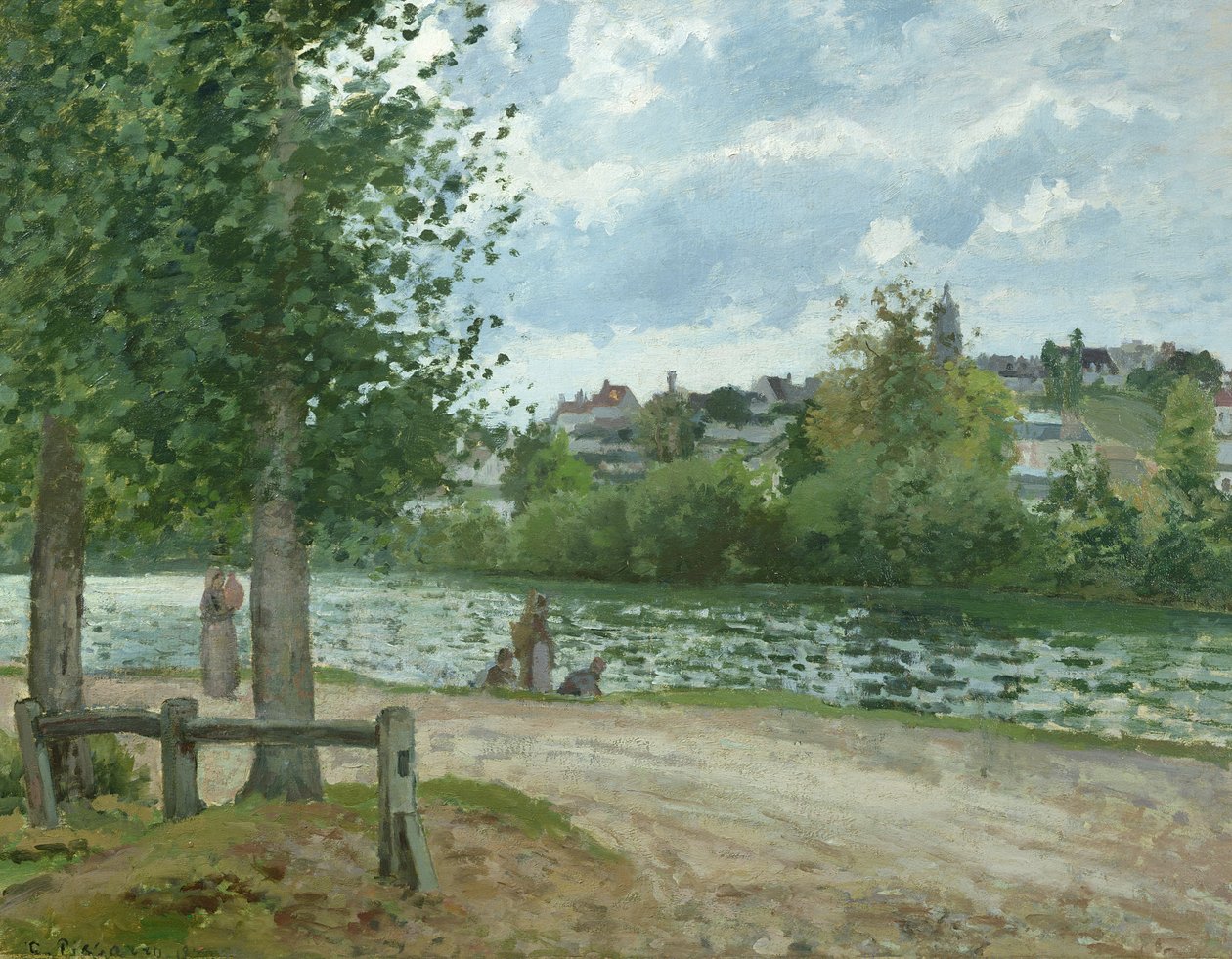 Brzegi Oise w Pontoise, 1870 autorstwa Camille Jacob Pissarro