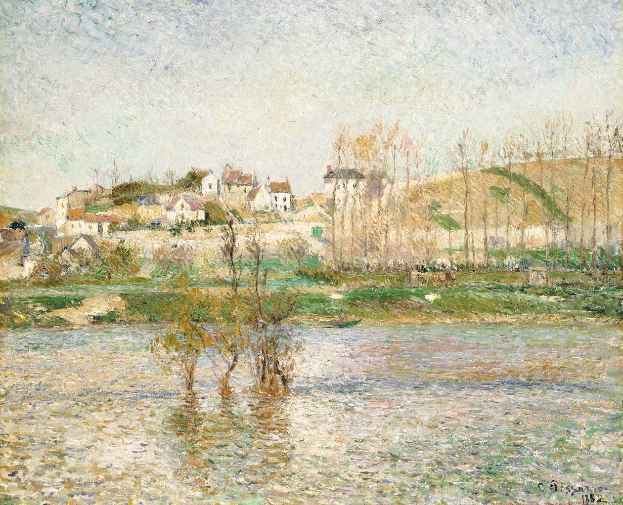 Powódź w Pontoise, 1882 r. autorstwa Camille Jacob Pissarro