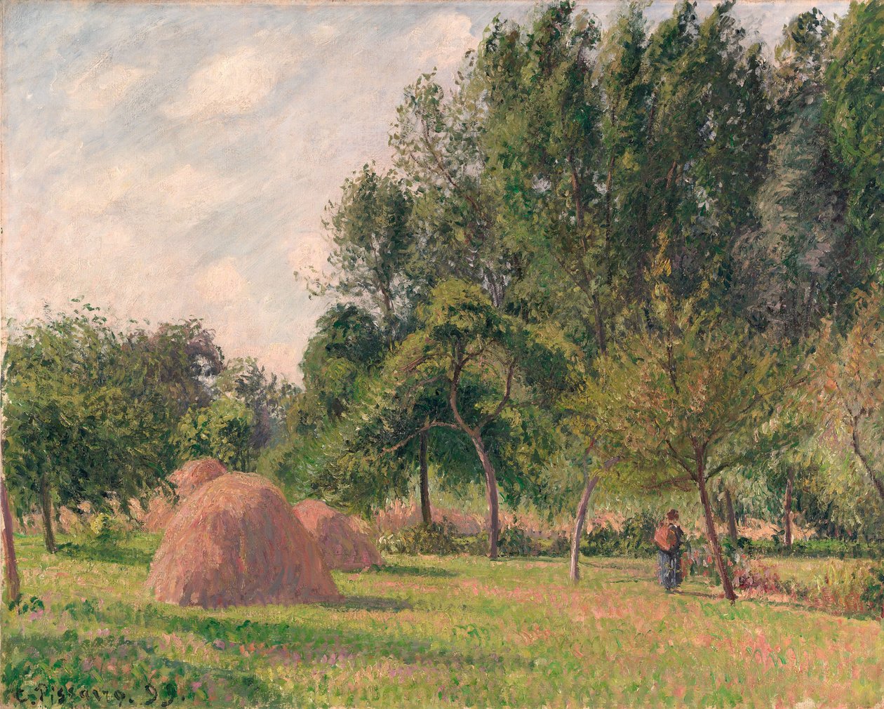 Stogi siana, rano, Éragny, 1899 autorstwa Camille Jacob Pissarro