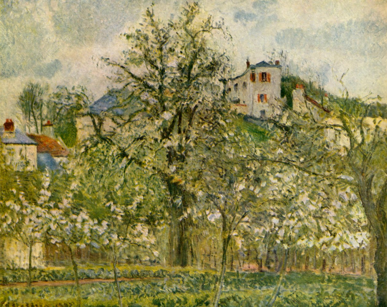 Kuchnia-ogród z kwitnącymi drzewami owocowymi, 1877, 1939. autorstwa Camille Jacob Pissarro