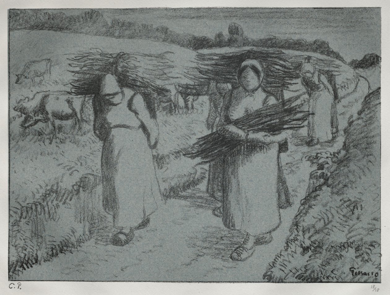 Chłopi niosący pedały, ok. 1930 r. 1896. autorstwa Camille Jacob Pissarro