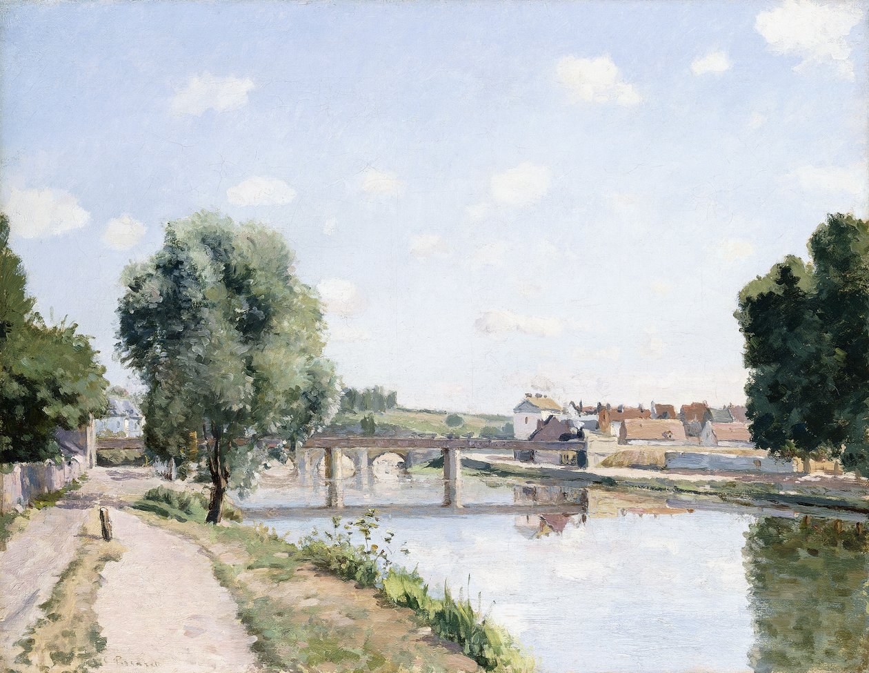 Most kolejowy, Pontoise, ok. 1873 r. autorstwa Camille Jacob Pissarro