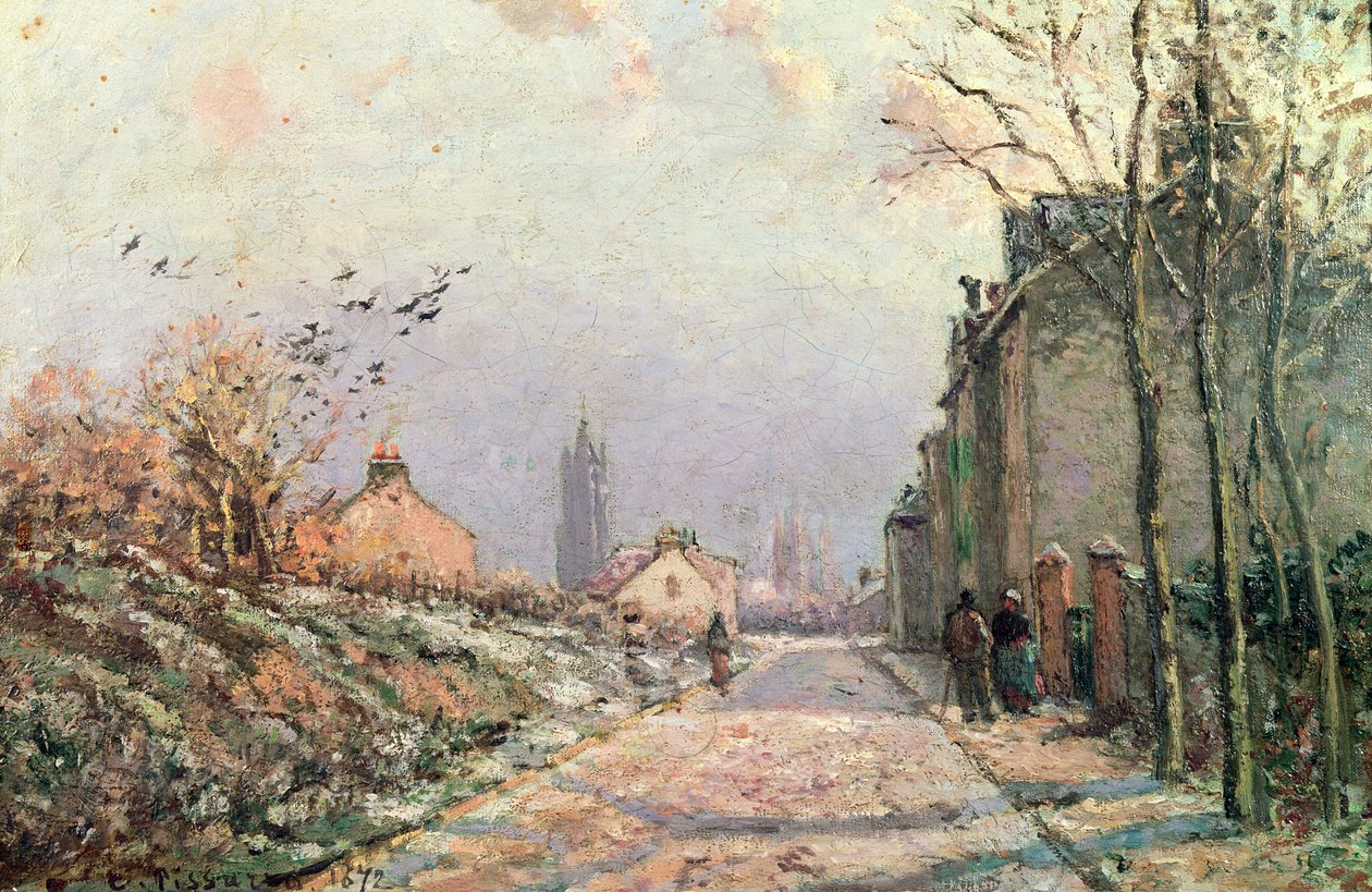 Droga, efekt zimy, 1872 autorstwa Camille Jacob Pissarro