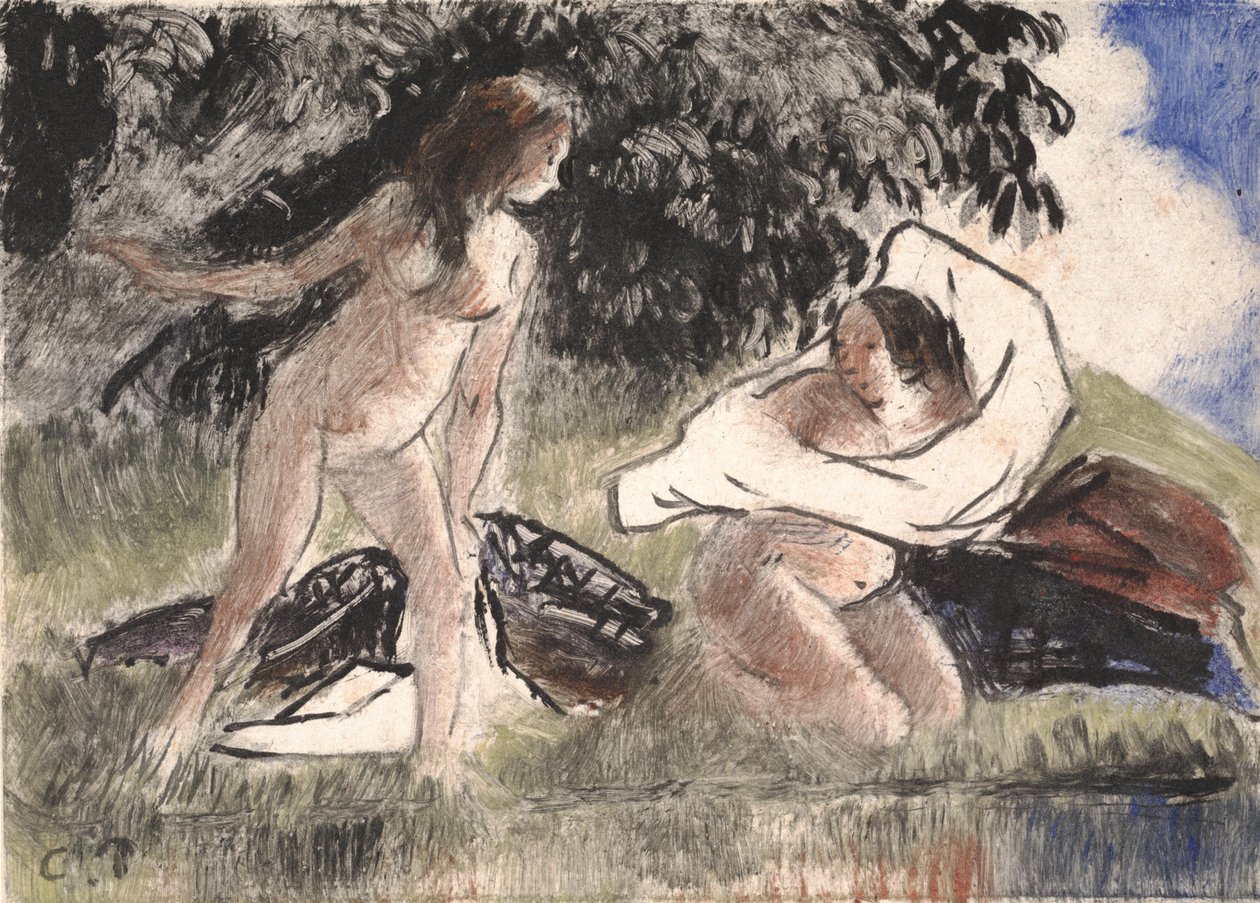 Kąpiących się autorstwa Camille Jacob Pissarro