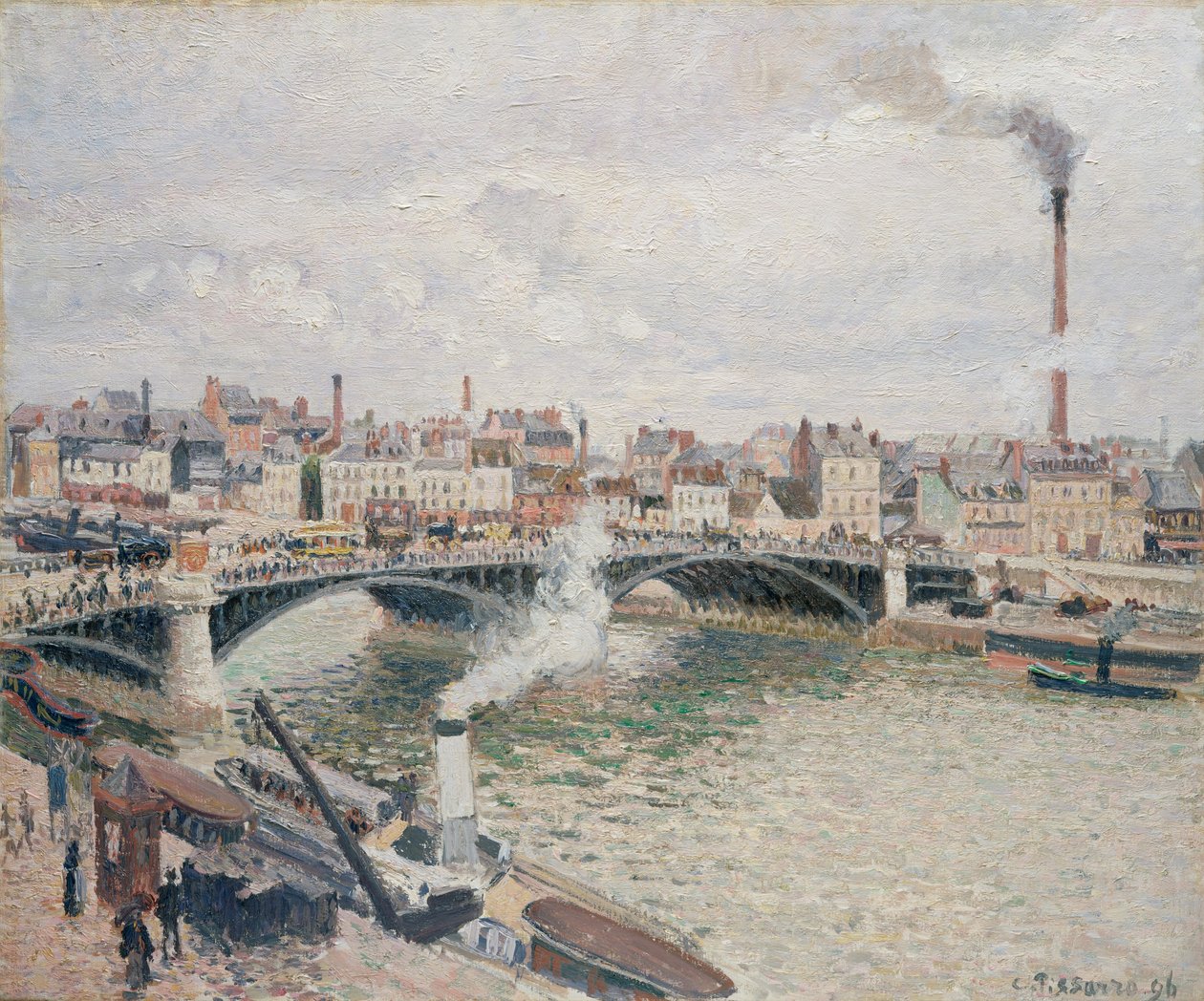 Poranek, pochmurny dzień, Rouen, 1896. autorstwa Camille Jacob Pissarro