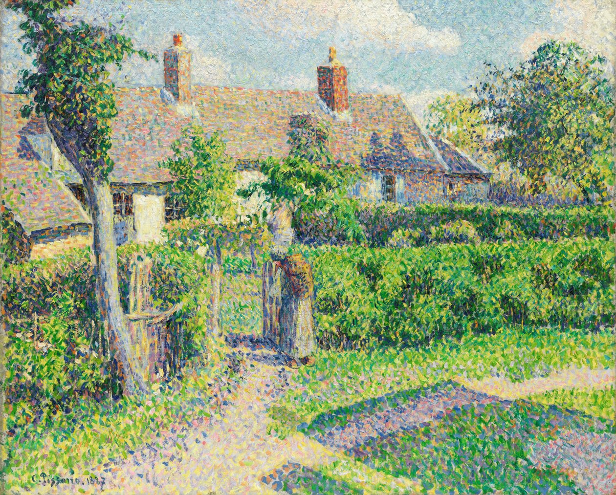 Domy chłopskie, Eragny, 1887 autorstwa Camille Jacob Pissarro