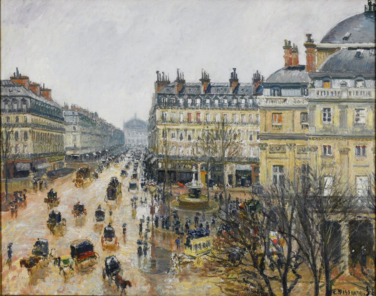 Place du Théâtre Français, Paryż: Rain autorstwa Camille Jacob Pissarro