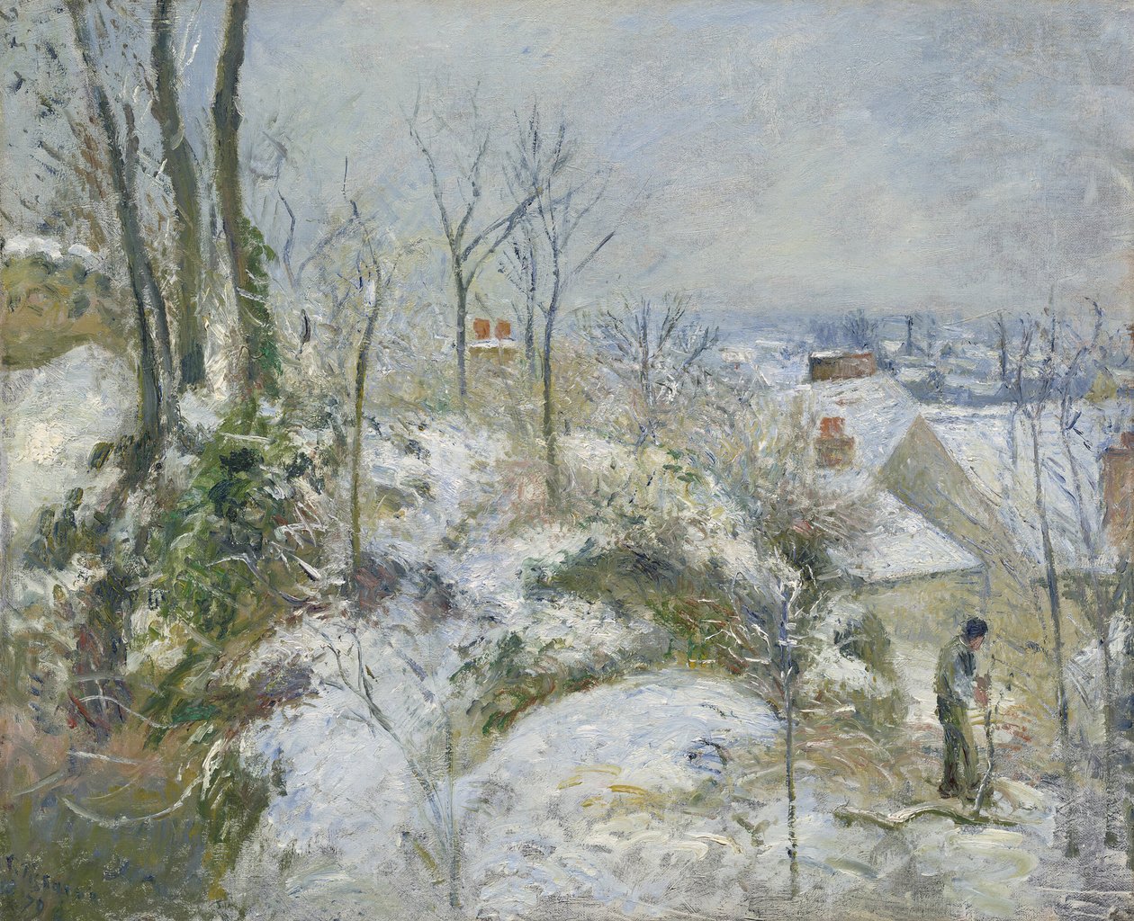 Rabbit Warren w Pontoise, Snow, 1879. autorstwa Camille Pissarro
