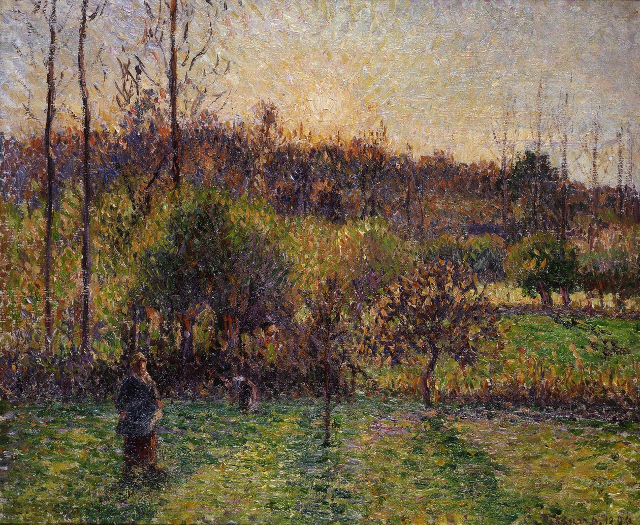 Wschodzące słońce w Eragny, 1894. autorstwa Camille Pissarro