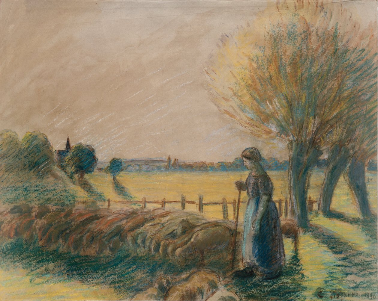 Pasterka Eragny, ok. 1890 r. autorstwa Camille Pissarro